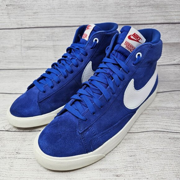 RARE🔥 Nike Blazer Mid QS ST Stranger Things 2019 Game Royal‎ Blue Size 8.5/10 - Picture 1 of 16